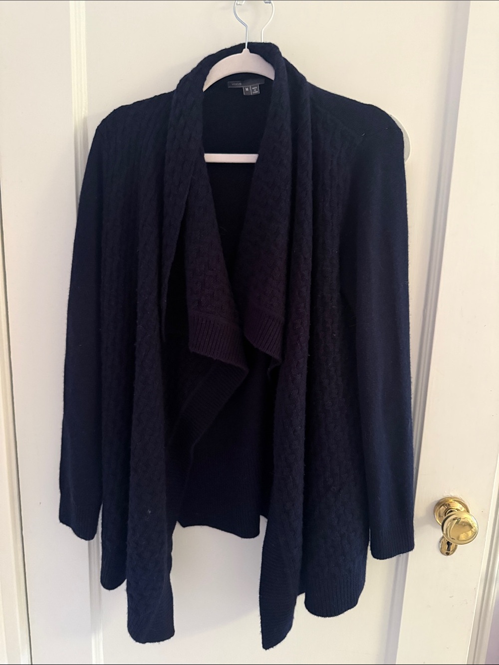 Vince Navy Draped Open-Front Sweater